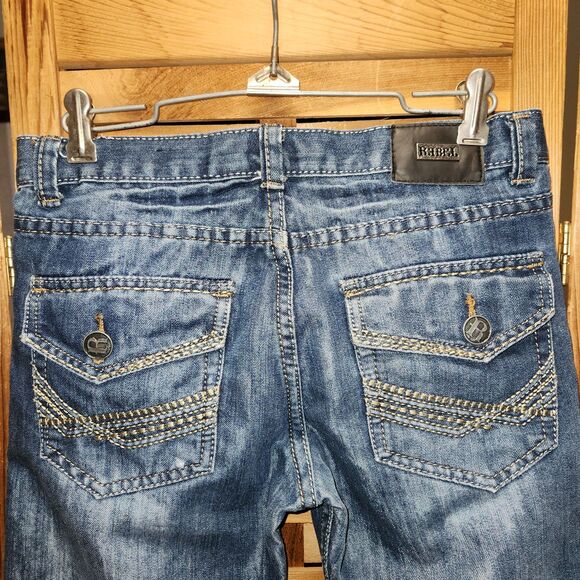 Rebel Blue Denim Jeans Girl Size 14 Cotton Polyester - Picture 3 of 11